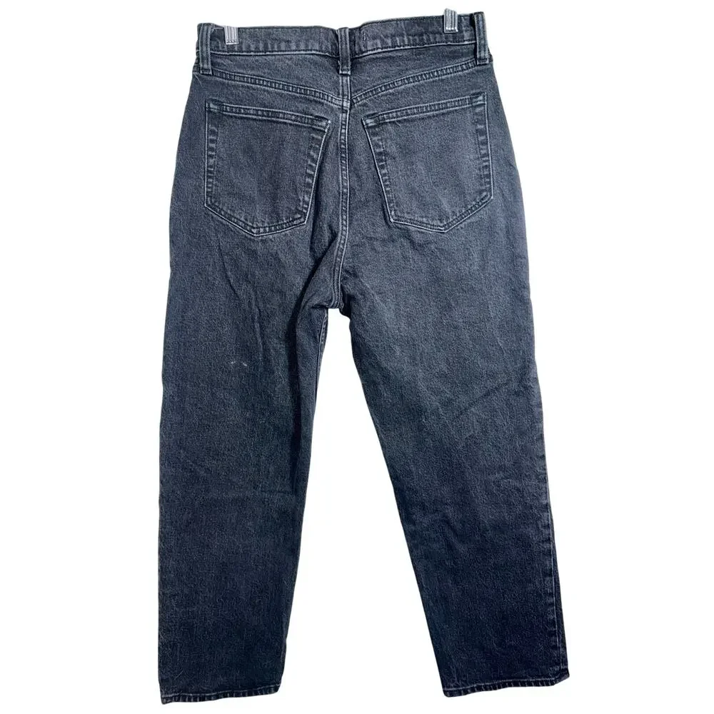 Abercrombie & Fitch Dad High Rise Black Denim Relaxed Straight Leg Jeans Sz 28 6